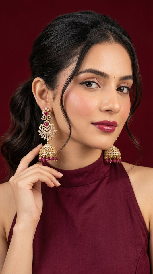 Mehendi Red AD Earrings