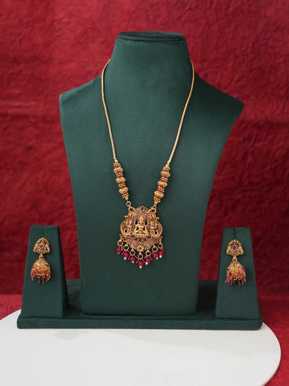 Antique Gold-Tone Goddess Pendant Necklace Set ALC04