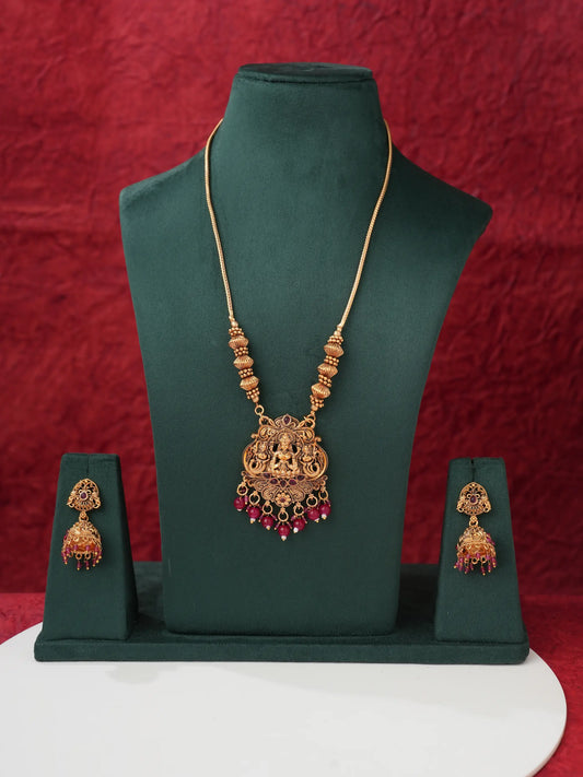 Antique Gold-Tone Goddess Pendant Necklace Set ALC04