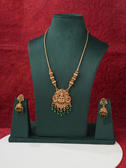Antique Gold-Tone Goddess Pendant Necklace Set ALC04