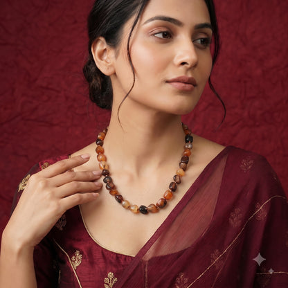 Brown Stone Beaded Necklace BNK02