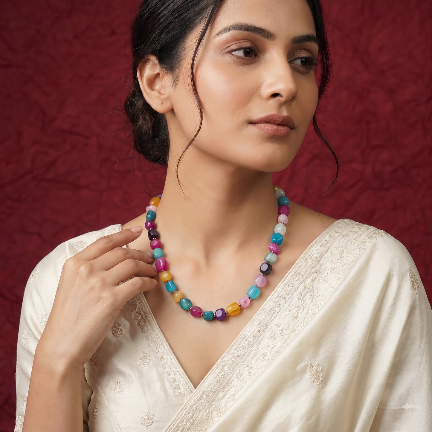 Multicolor Stone Beaded Necklace BNK03