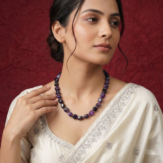 Purple Stone Beaded Necklace BNK06