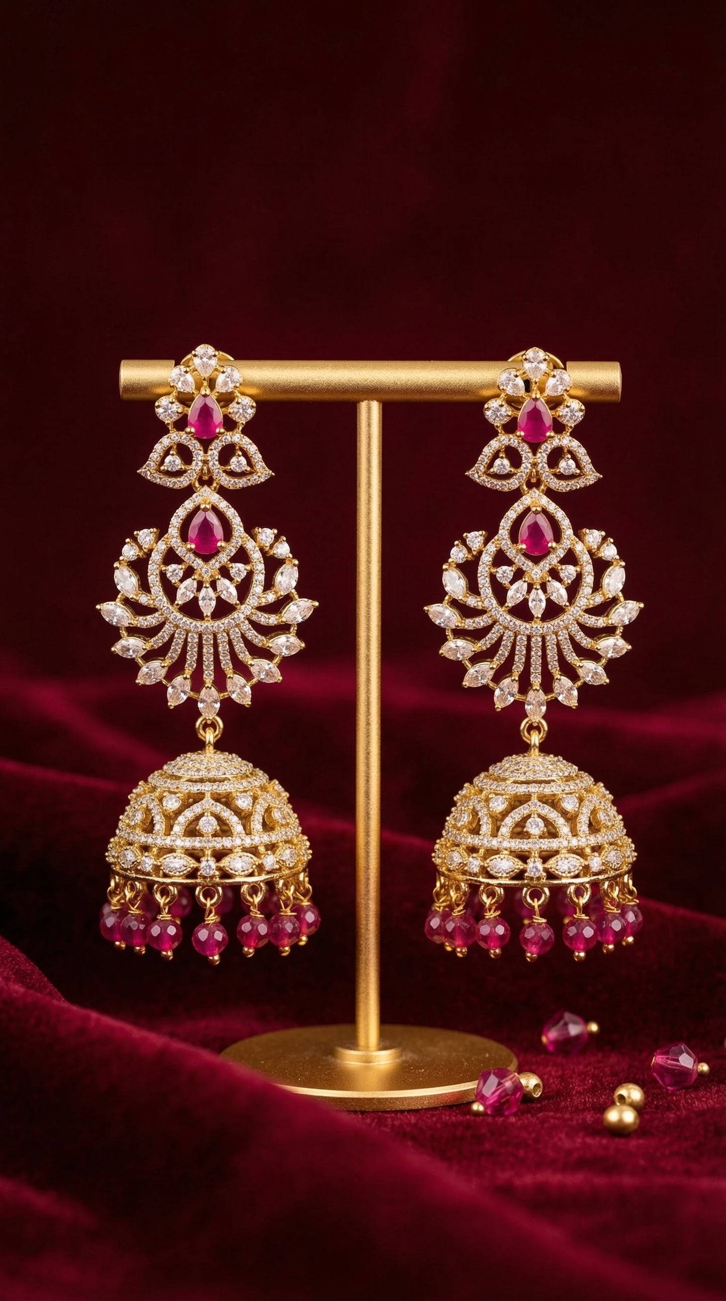 Mehendi Red AD Earrings