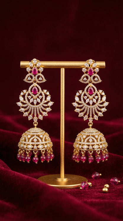 Mehendi Red AD Earrings