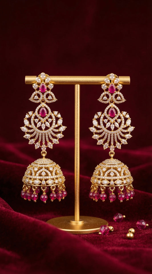 Mehendi Red AD Earrings